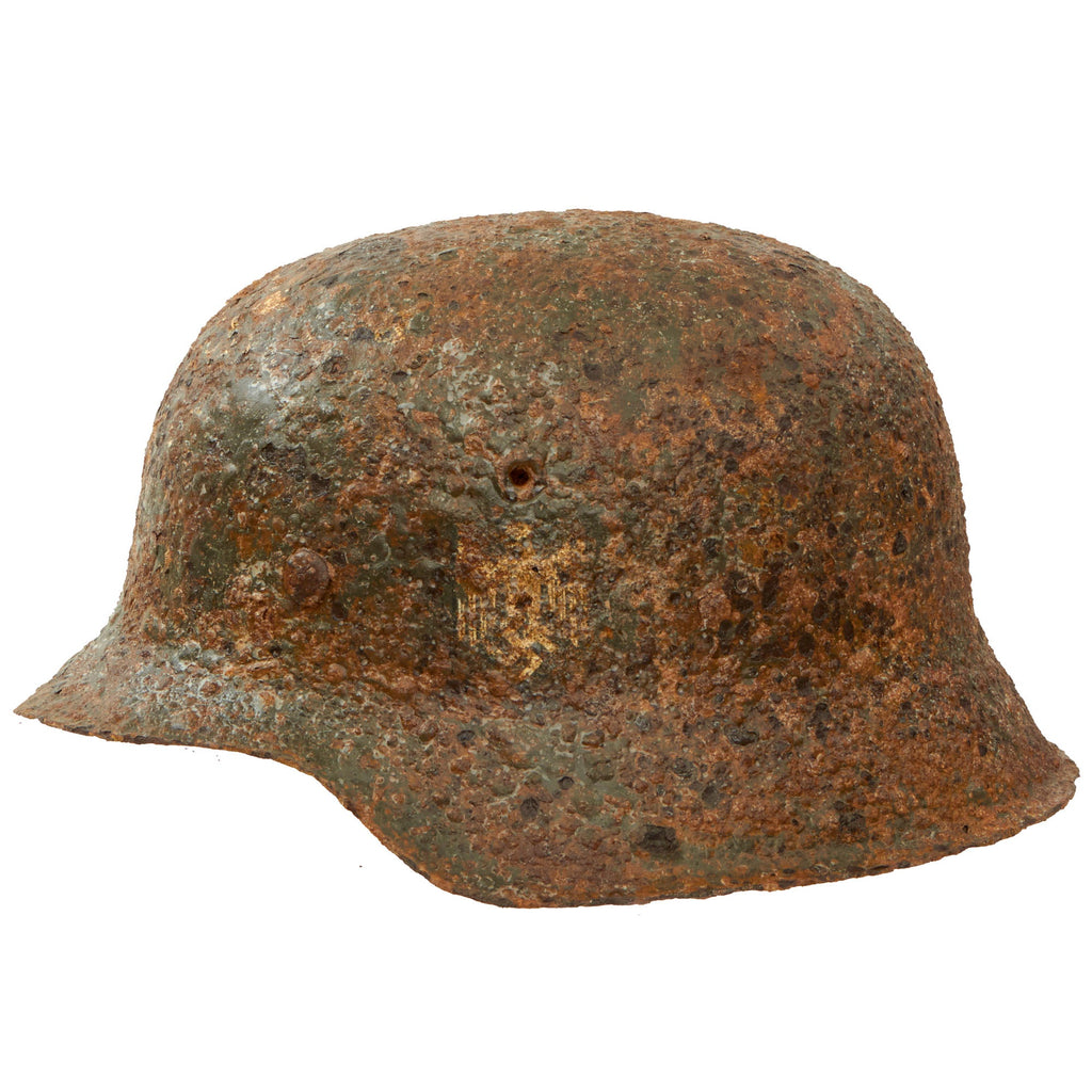 Original German WWII Courland Pocket Battlefield Dug M42 Heer Army Single Decal Relic Helmet Shell - Size 66 Original Items