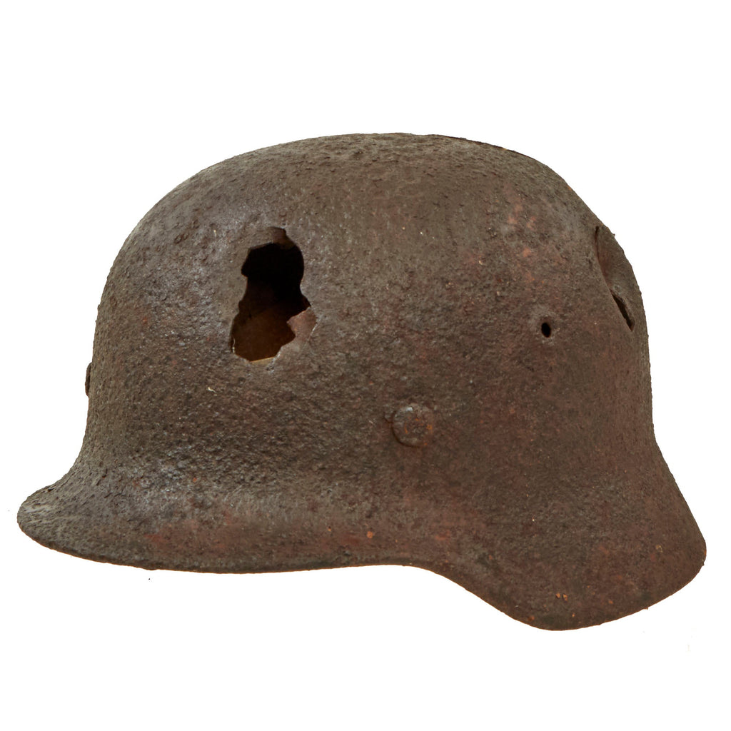 Original German WWII M40 Battle Damaged Relic Helmet - Size 64 Original Items