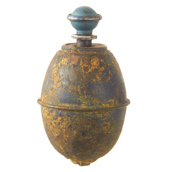 Original German WWII 1943 Dated Model 39 Egg Hand Grenade with Original Fuze by Witwe Wilhelm von Hagen - Dated 1943 - Inert Eierhandgranate Original Items