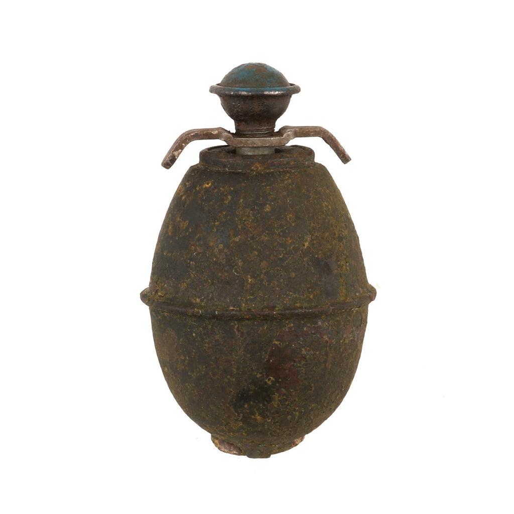 Original German WWII Inert Model 39 Egg Hand Grenade with Original Fuze & Wings by Witwe Wilhelm von Hagen Original Items