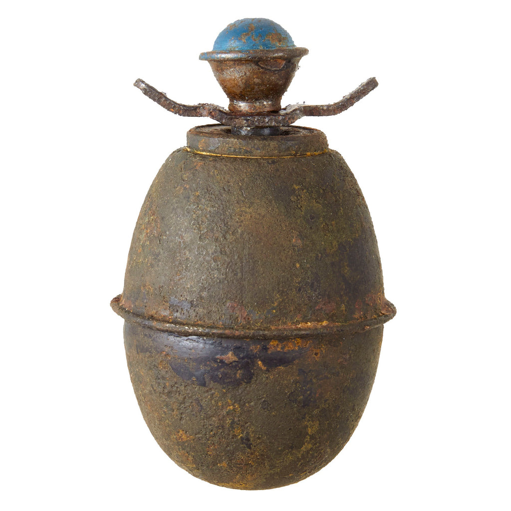Original German WWII M-39 Egg Hand Grenade with 1944 Dated Fuze - Inert Eierhandgranate Original Items