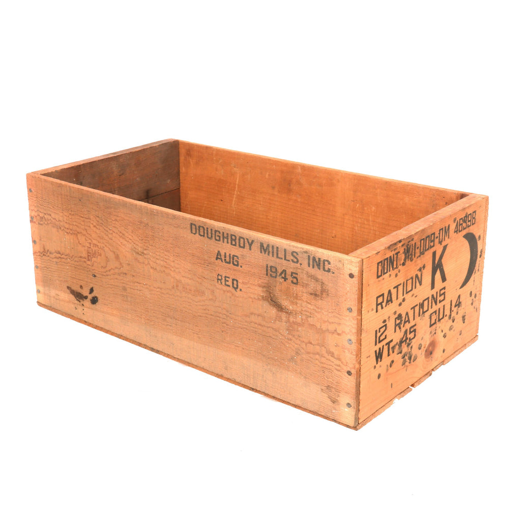 Original U.S. WWII K-Ration Crate by Doughboy Mills - Dated 1945 Original Items