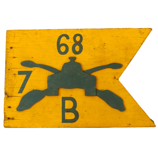 Original U.S. Vietnam War Era 68th Armored Regiment Hand-Painted Double Sided Wooden “Guidon” - 15¾ x 23½” Original Items