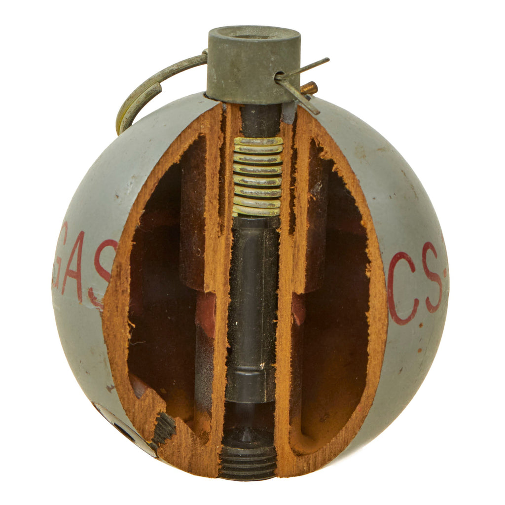 Original U.S. Vietnam War Era Inert Cutaway M25A2 CS Gas Riot Control Grenade Original Items