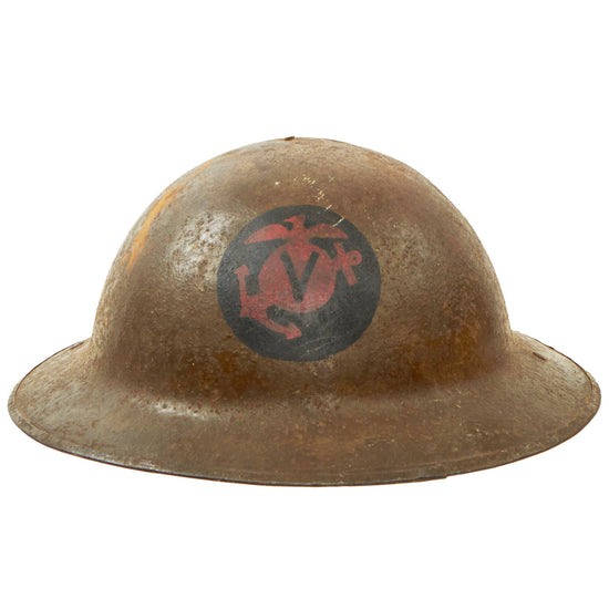 Original U.S. WWI British Made M1917 5th Marine Brigade Supply Company Doughboy Helmet Shell by W.Hutton & Sons. Original Items