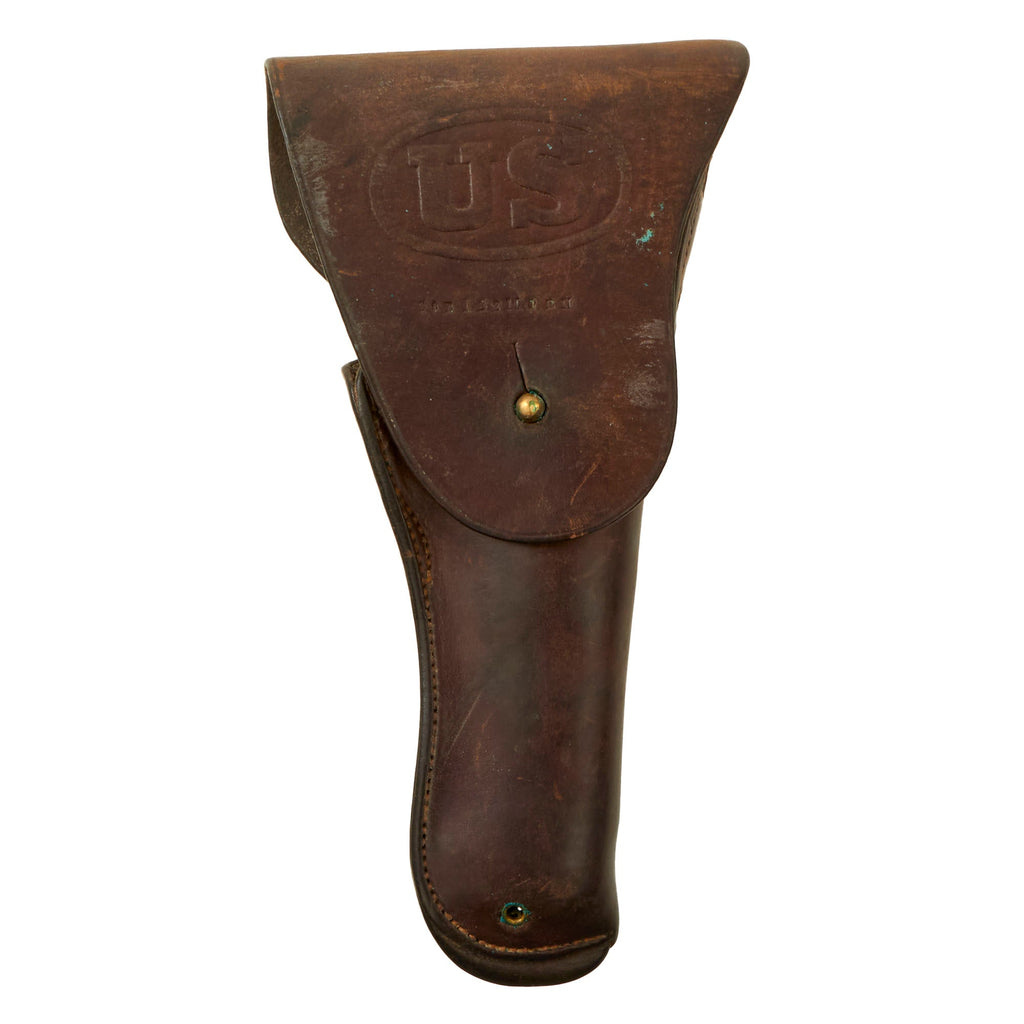Original U.S. WWI 33rd Division Unit-Marked M1916 .45 Leather Holster by Perkins-Cambell - Dated 1917 - 122nd Machine Gun Battalion Original Items