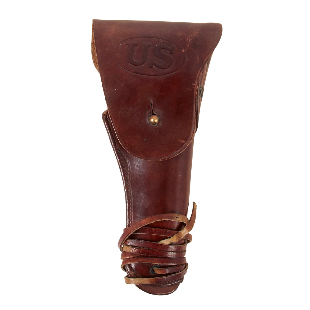 Original U.S. WWI M1916 .45 Colt 1911 Leather Holster by Clinton Saddlery with Leg Tie Down - Dated 1918 Original Items