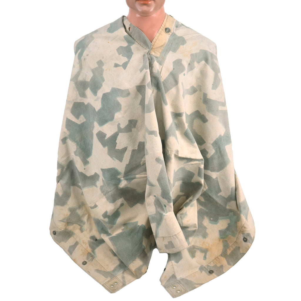 Original French WWII M-1935 Shelter Half Poncho with Rare Screen Printed Geometric Camouflage Pattern Original Items