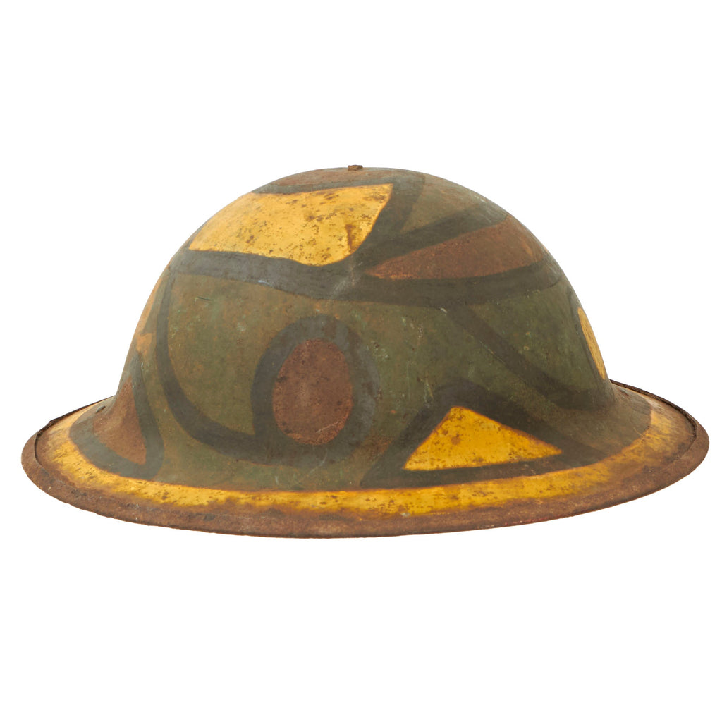 Original U.S. WWI M1917 Doughboy Helmet Shell With Camouflage Panel Paint Original Items