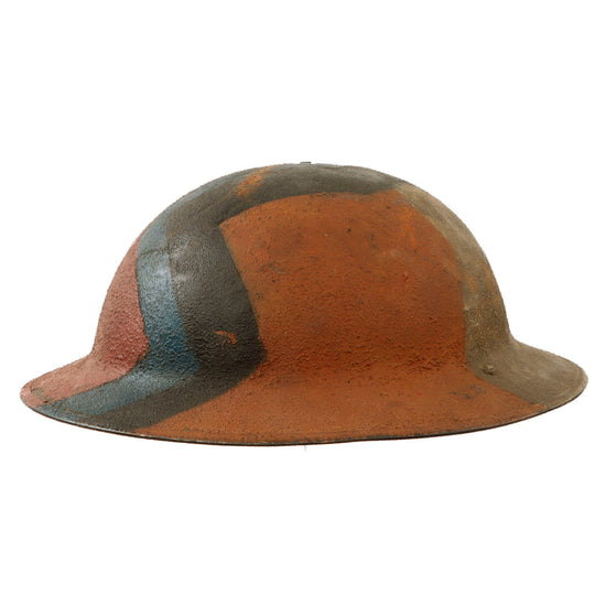 Original U.S. WWI M1917 Doughboy Helmet Shell with Multi-Colored Camouflage Paint Original Items