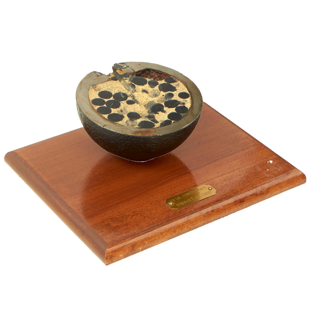 Original U.S. Civil War Confederate 24lb Bormann Fused Case Shot Cannon Ball - Inert Cutaway Display Original Items
