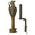 Original U.S. WWII Inert MkII Blue Pineapple Practice Grenade in 1944 Dated M1 Rifle Grenade Adapter with M7 M1 Garand Launcher Original Items
