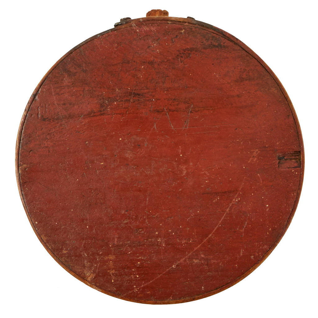 Original U.S. Revolutionary War Cheesebox Canteen with Original Red Milkpaint & Cork Original Items