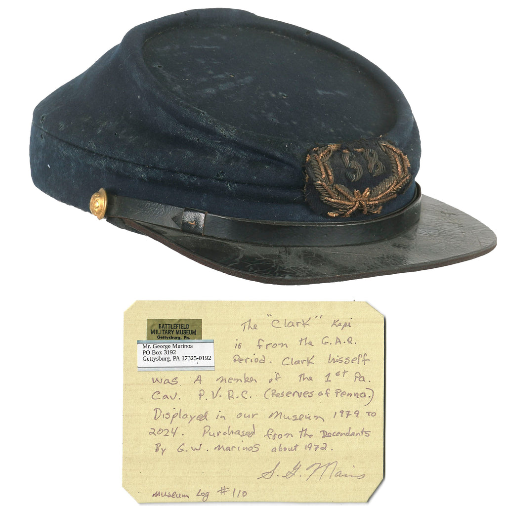 Original U.S. Civil War Grand Army of the Republic M 1872 Pattern Kepi Named to Sergeant Major John Clark Present at Battle of Gettysburg & Guard for General Meade’s HQ Original Items