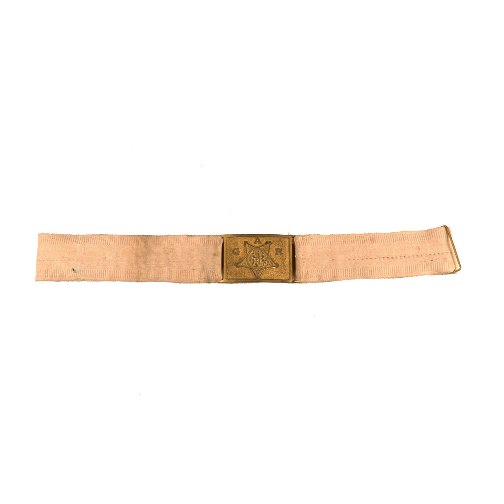 Original U.S. Late 19th Century Grand Army of the Republic GAR White Belt & Buckle - Civil War Union Veterans Organization Original Items