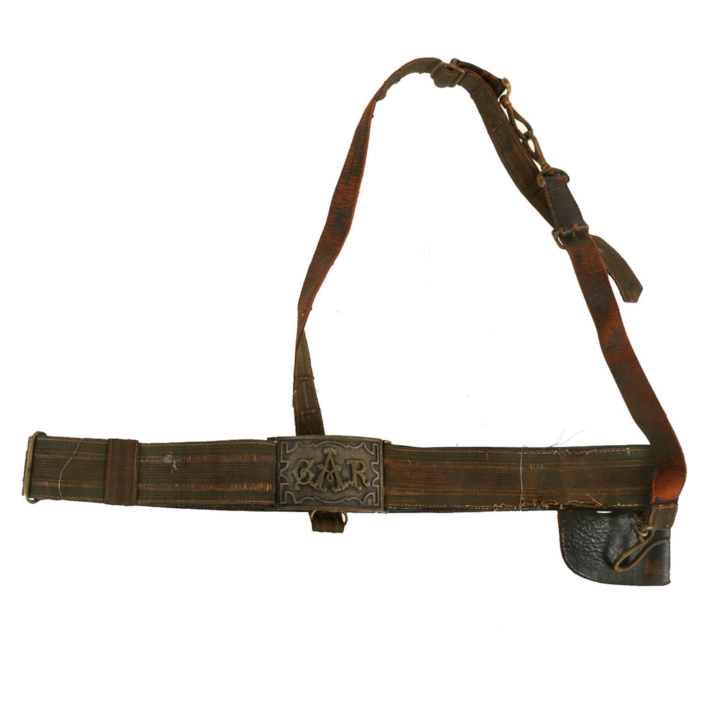 Original U.S. Post-Civil War Grand Army of the Republic GAR Belt & Buckle with Saber Chape & Cross Strap by Horstmann - Civil War Union Veterans Organization Original Items