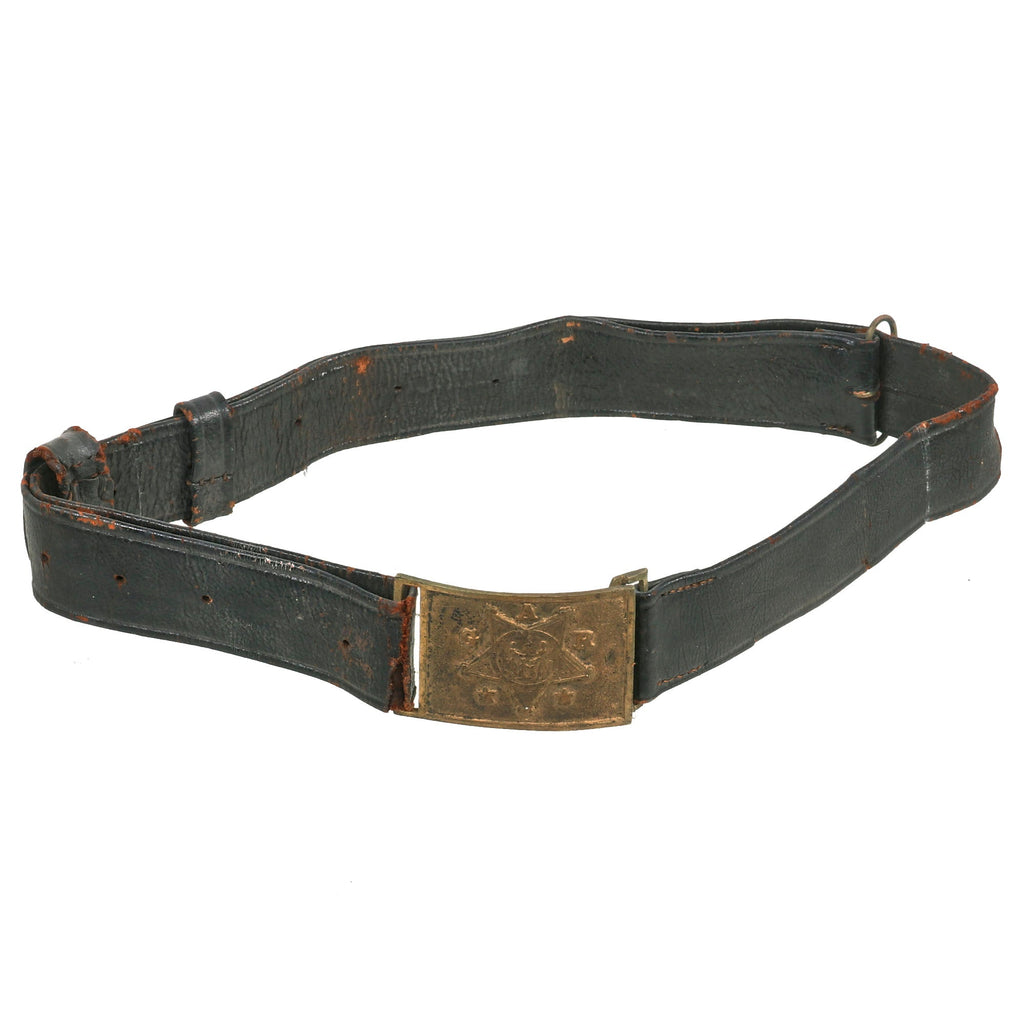 Original U.S. Late 19th Century Grand Army of the Republic GAR Black Leather Belt & Buckle - Civil War Union Veterans Organization Original Items