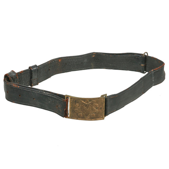 Original U.S. Late 19th Century Grand Army of the Republic GAR Black Leather Belt & Buckle - Civil War Union Veterans Organization Original Items