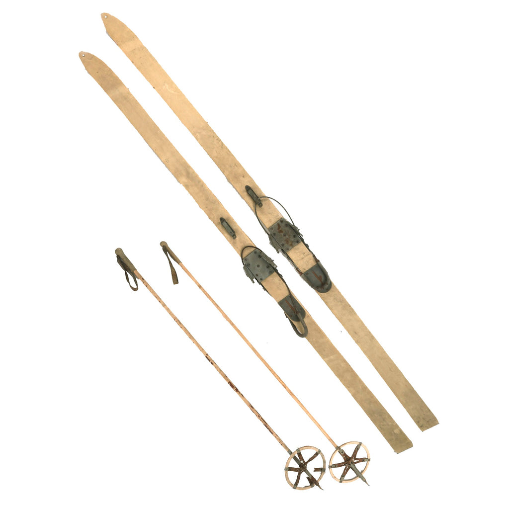 Original U.S. WWII 10th Mountain Division Skis and Poles by Dovre - Dated 1943 Original Items