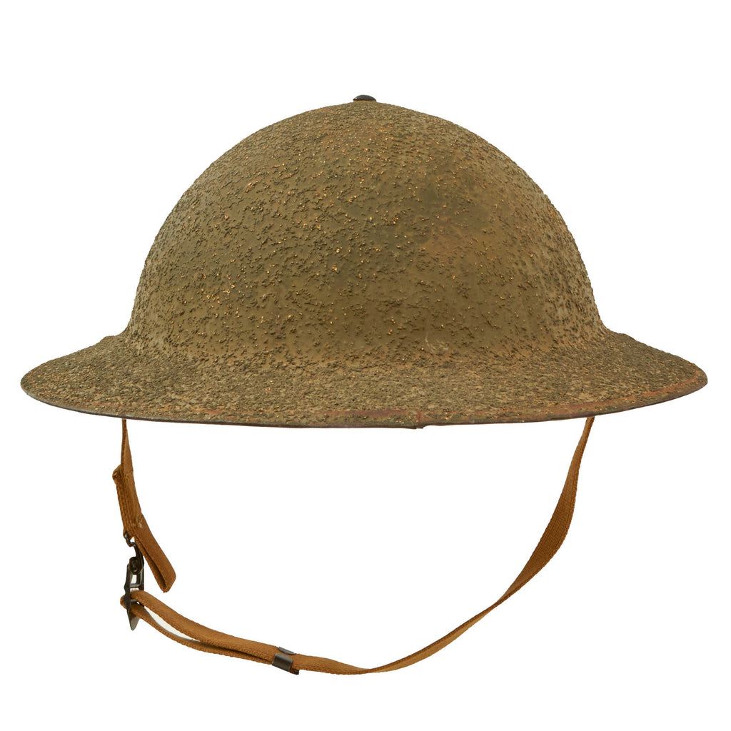 Original U.S. WWII Complete M1917A1 Kelly Helmet with Textured Paint Named to Member of Monticello Home Guard Battalion 10 Original Items