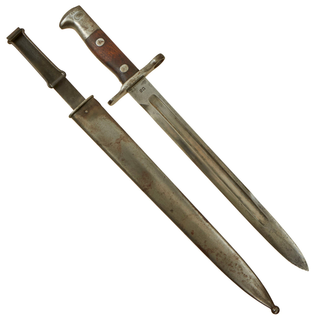 Original U.S. Spanish-American War Model 1892 Krag Rifle Bayonet and Scabbard - Dated 1898 Original Items