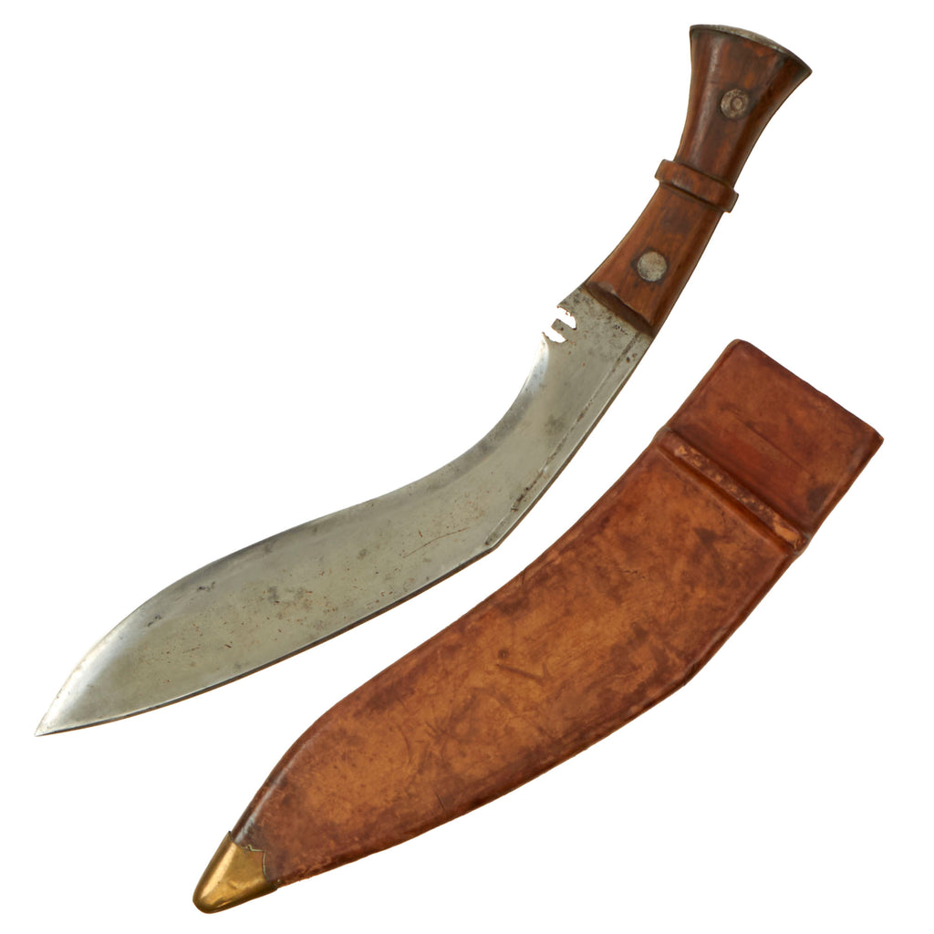 Original British WWII Dated 1944 MkII Pattern Kukri with Hard 1945-Dated Leather Scabbard Original Items