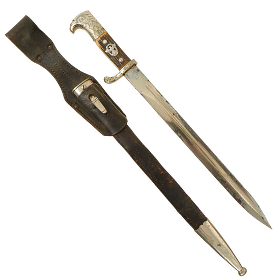 Original German WWII Berlin Metropolitan Police Long Dress Bayonet by WKC with Scabbard and 1936 Dated Frog - Matching Unit Markings Original Items