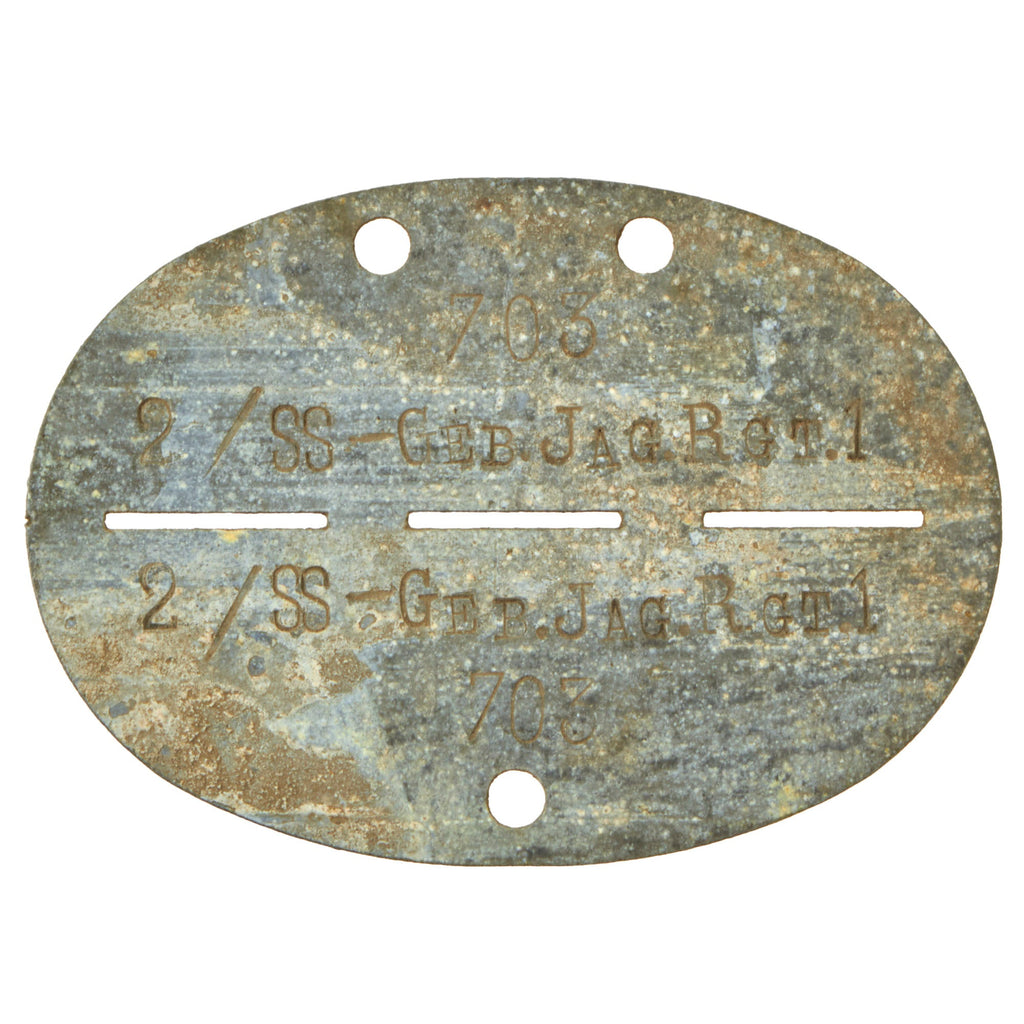 Original German WWII SS Identity Disc Dog Tag - 1st Waffen Gebirgsjäger Mountain Infantry Regiment - No. 703 Original Items