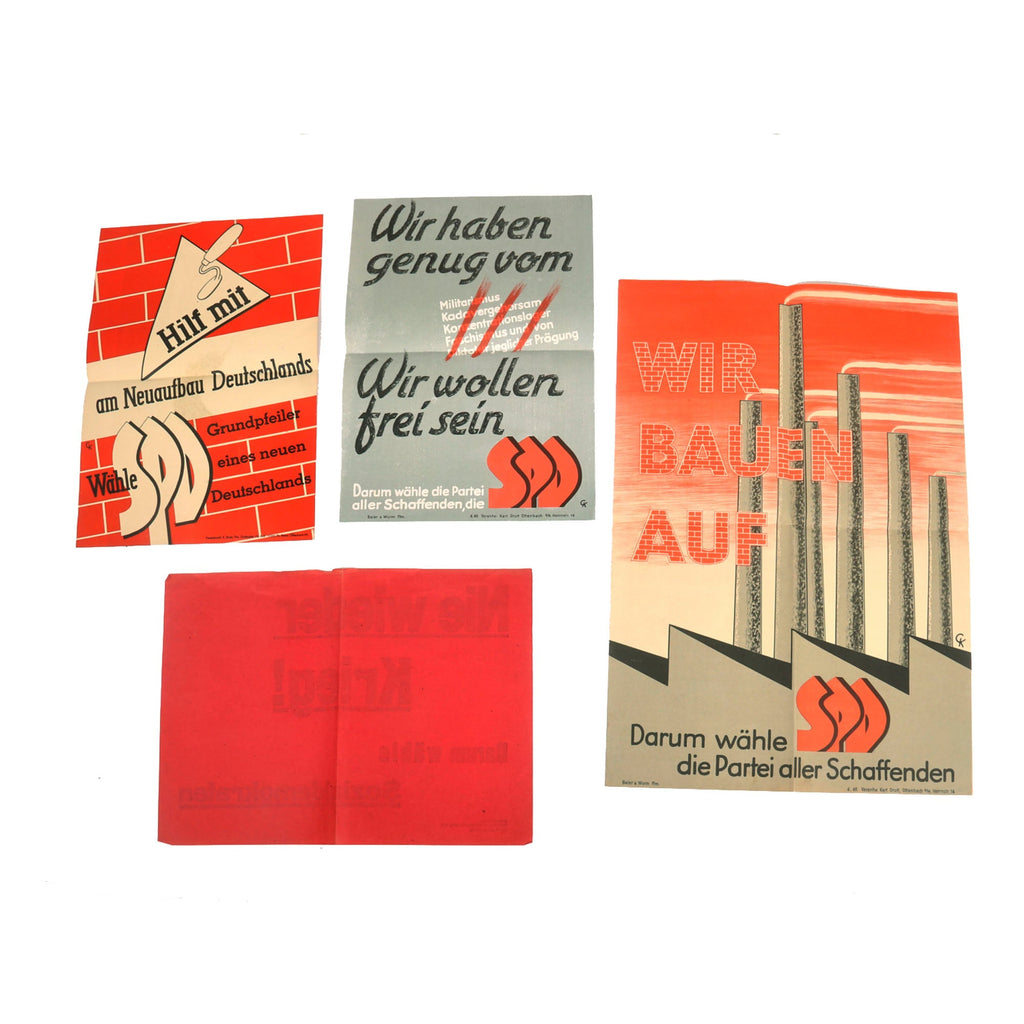 Original German WWII Occupation Era Socialist Party Poster Lot Pertaining To The Reconstruction of Germany - 4 Posters Original Items