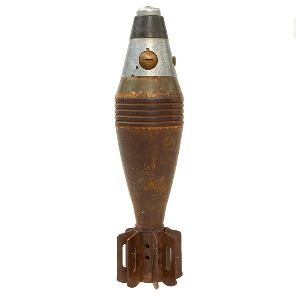 Original U.S. WWII 1942 Dated M49A2 60mm Deactivated Mortar Round with Fuse with and Original Paint - Inert Original Items