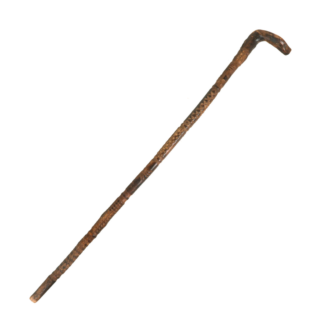 Original German WWII Eastern Front Hand Carved Wolchow Stock Walking Stick dated 1941-1942 Original Items