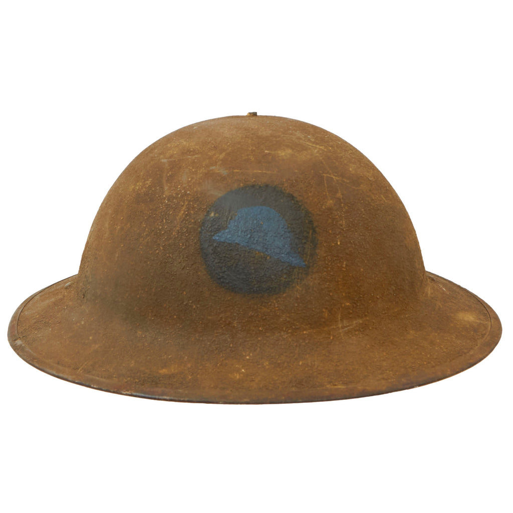 Original U.S. WWI Segregated 93rd Infantry Division “Blue Helmets” Painted M1917 Doughboy Helmet Original Items