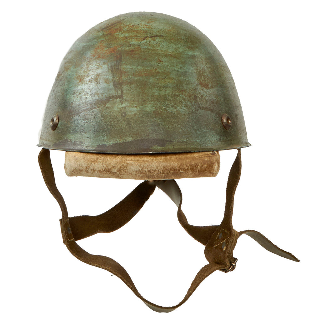 Original Rare Italian WWII M-39/41 Paratrooper Helmet With Custom Made Liner and Chinstrap Harness Original Items