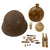 Original Japanese WWII Iwo Jima Relic Lot with Type 90 Army Helmet, Canteen, Vial of Sand, Ceramic Grenade Original Items