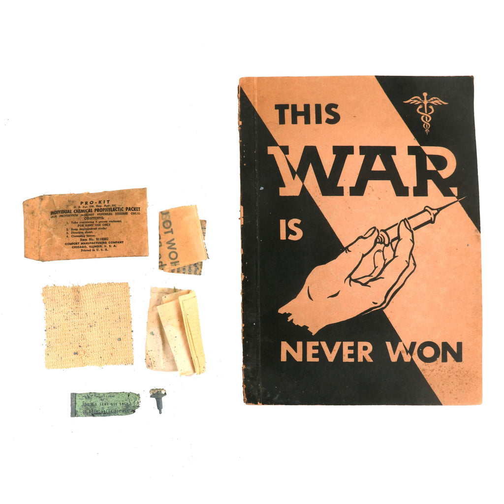 Original U.S. WWII U.S. Military Sex Education Prophylactic Packet With Venereal Disease “Awareness” Booklet - Mature Content Original Items