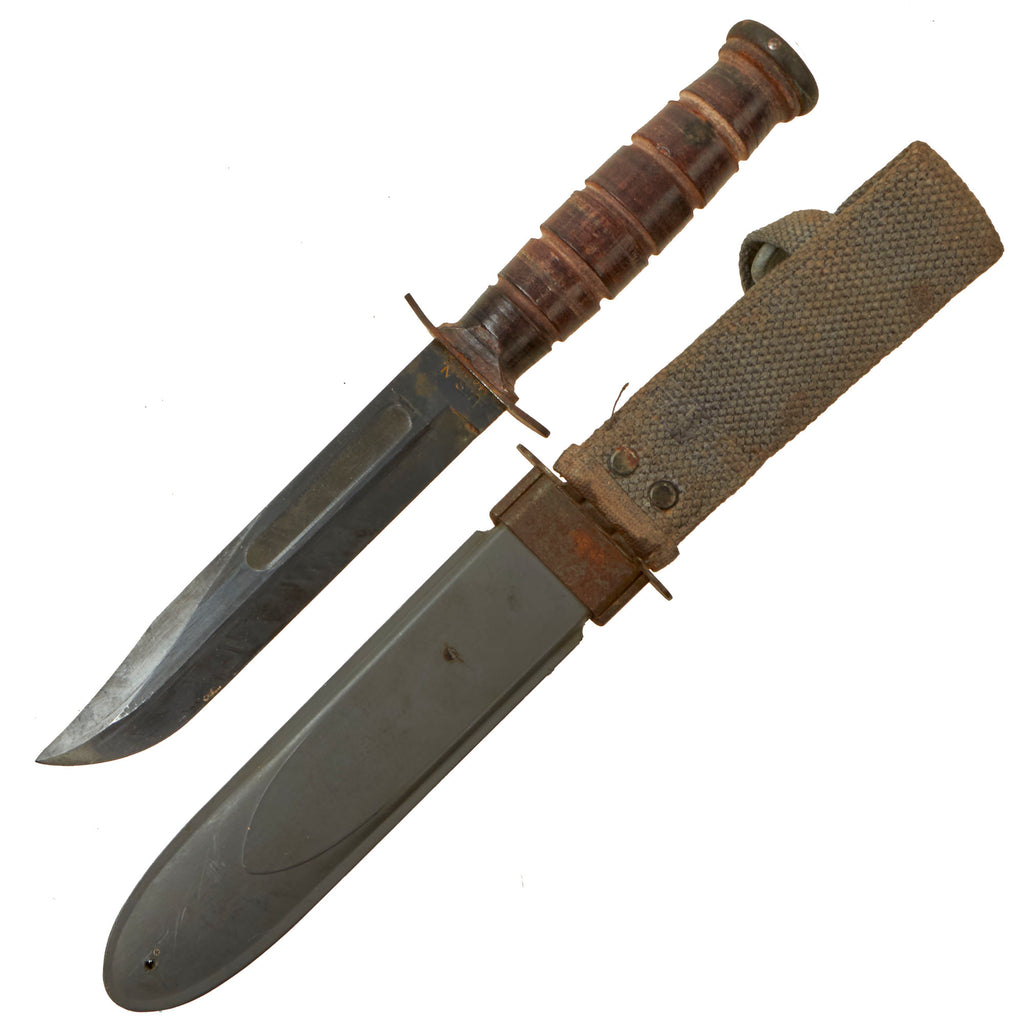 Original U.S. WWII Navy Mark 2 KA-BAR Fighting Knife by CAMILLUS with U.S.N. MK2 Scabbard Original Items