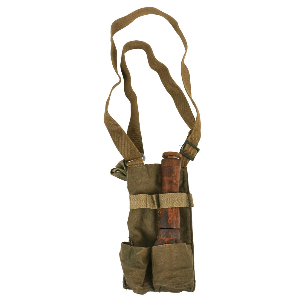 Original Vietnam War NVA / VC North Vietnamese Inert ChiCom Stick Fragmentation Grenade with 1970-Dated Two-Cell Carrier Pouch Original Items