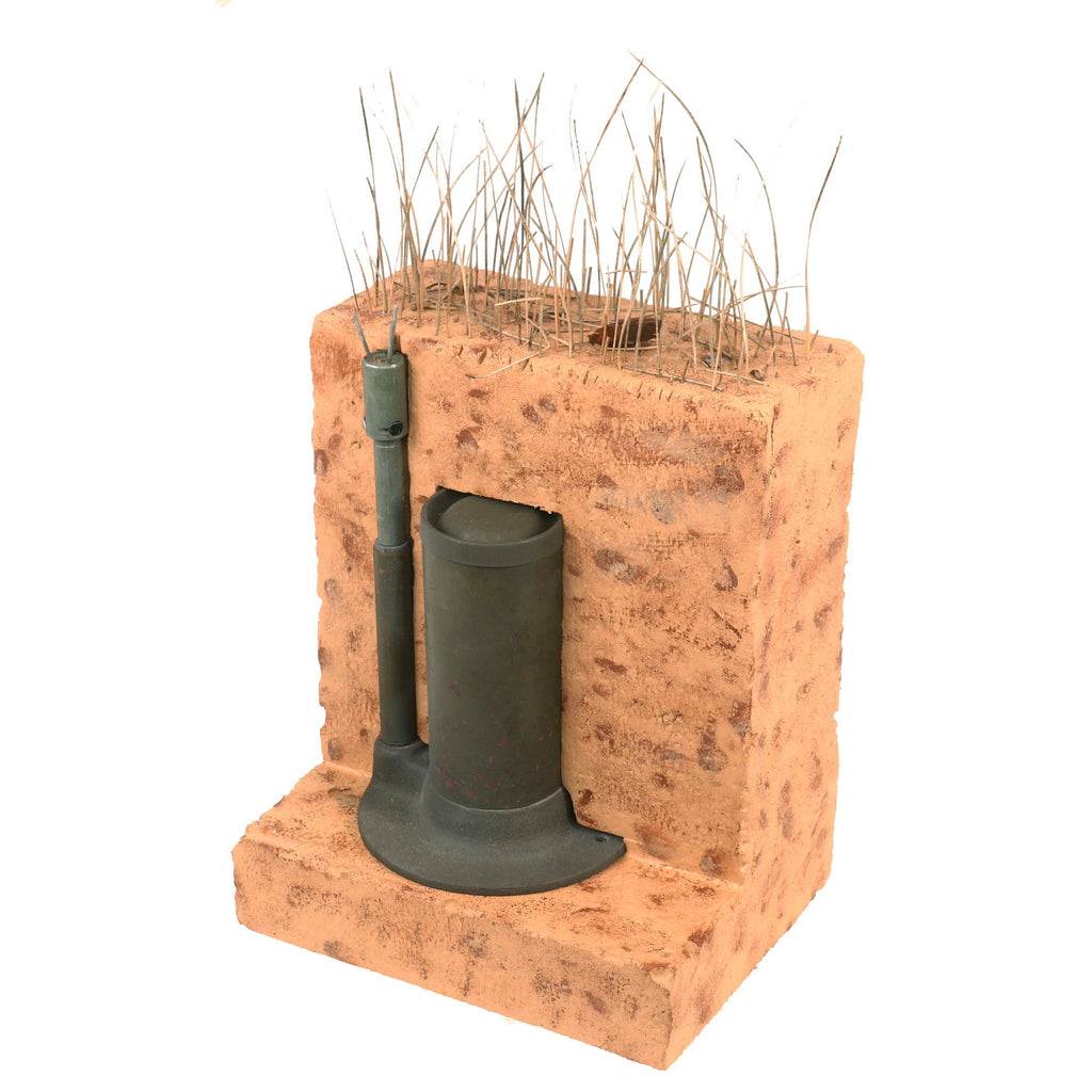 Original U.S. WWII M2A4 Bounding Anti-Personnel Mine With M6A1 Pressure/Pull Fuse - INERT Earth Cutaway EOD Visual Training Aid Original Items