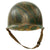 Original U.S. WWII Personalized Camouflaged Front Seam Fixed Bale M1 Helmet with CAPAC Liner - Forest Style Camo Original Items