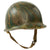 Original U.S. WWII Personalized Camouflaged Front Seam Fixed Bale M1 Helmet with CAPAC Liner - Forest Style Camo Original Items