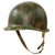 Original U.S. WWII Personalized Camouflaged Front Seam Fixed Bale M1 Helmet with CAPAC Liner - Forest Style Camo Original Items