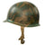 Original U.S. WWII Personalized Camouflaged Front Seam Fixed Bale M1 Helmet with CAPAC Liner - Forest Style Camo Original Items