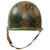 Original U.S. WWII Personalized Camouflaged Front Seam Fixed Bale M1 Helmet with CAPAC Liner - Forest Style Camo Original Items