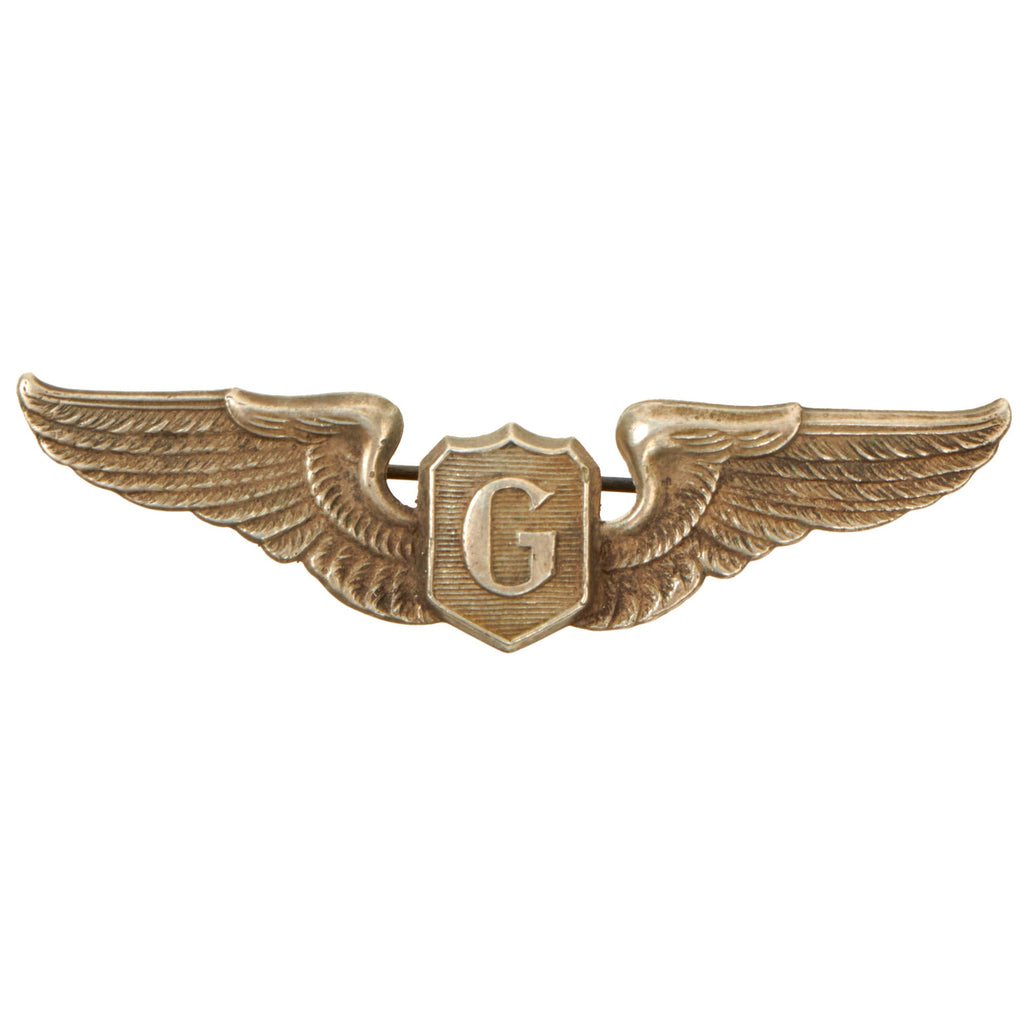 Original U.S. WWII British Made Silver Glider Pilot Wings with 1944 Sterling Silver Hallmarks - Pinback Original Items