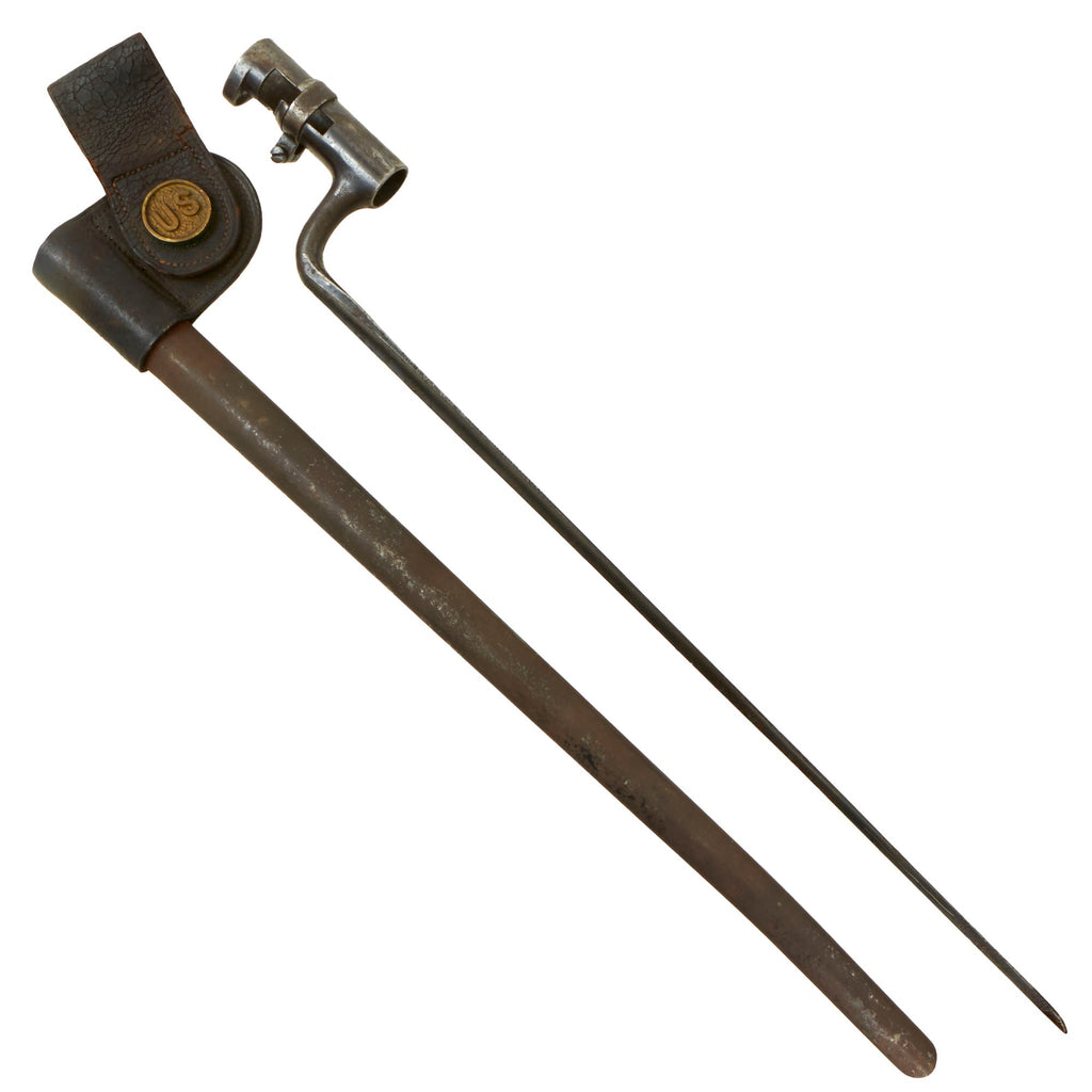 Original U.S. Springfield Trapdoor M1873 Rifle Cadet Socket Bayonet with 1st Pattern U.S. Frog and Scabbard Original Items