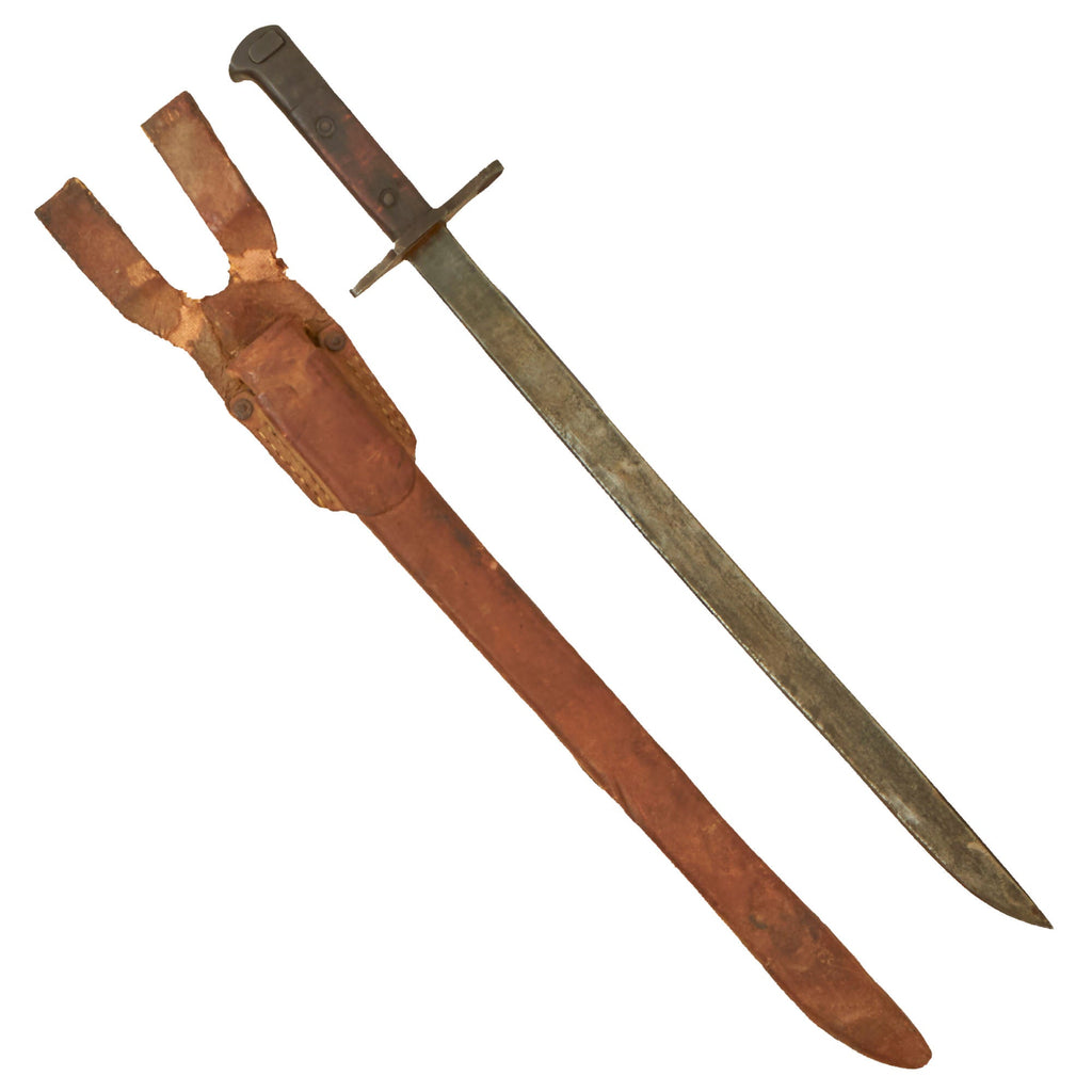 Original Japanese Late WWII Arisaka Type 30 Last Ditch Bayonet with Rubberized Canvas Sheath and Belt Loop Original Items