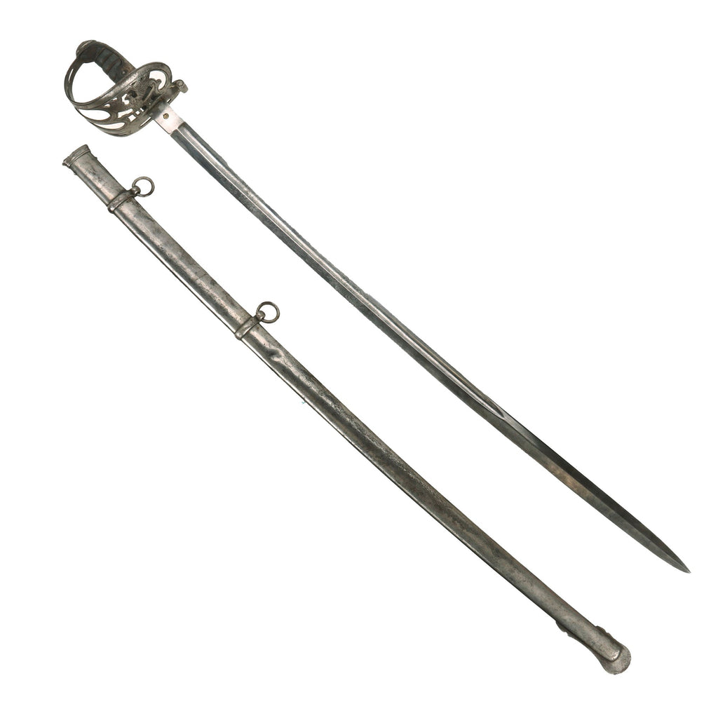 Original U.S. Civil War M-1850 Style German Imported Non-Regulation Foot Officer’s Sword and Scabbard - Rare Eagle Variant on Basket Original Items