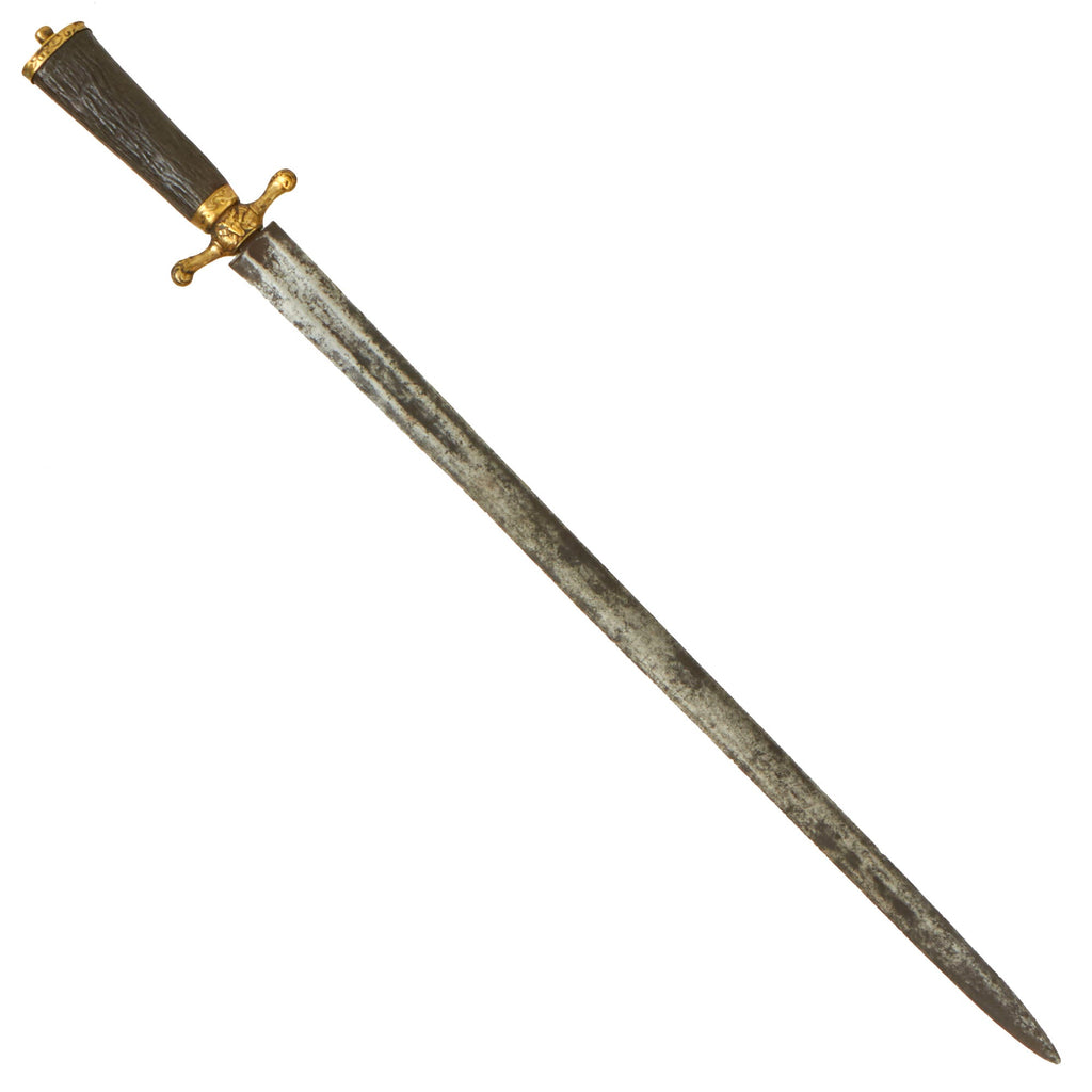 Original U.S. American Revolutionary War Era Hunting Cuttoe Sword with Stag Handle & Engraved Blade Original Items