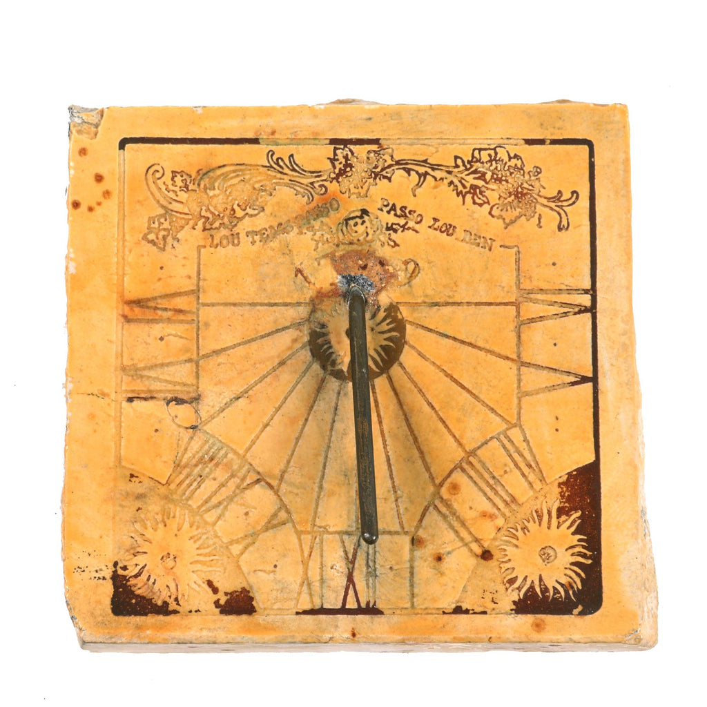 Original French Colonial Period Marble Sundial with Iron Gnomon - Ca. 1720s-1750s Original Items