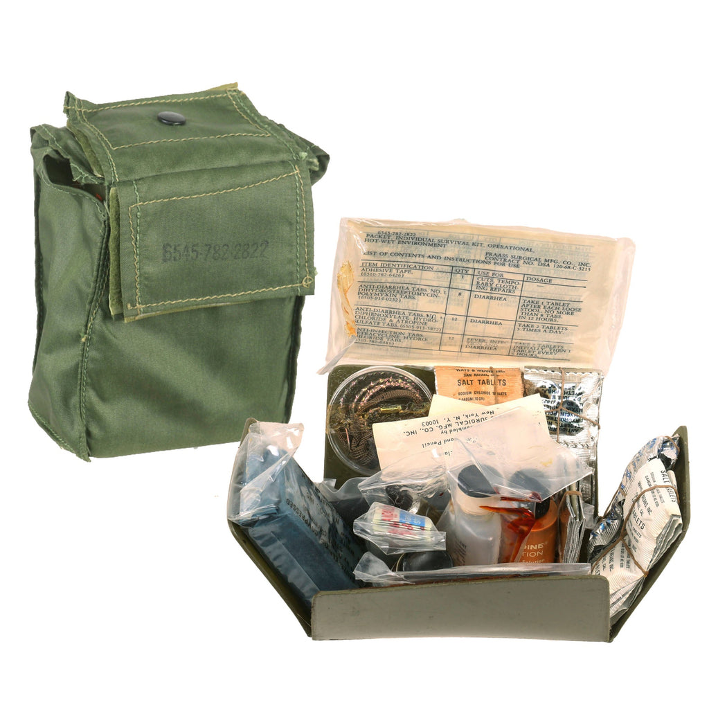 Original U.S. Vietnam War Special Forces Hot / Wet Individual Survival First Aid Kit in Original Belt Pouch Original Items